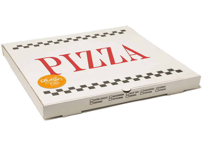 White Corrugated Pizza To Go Boxes , Folding 8 Inch Pizza Boxes Recycled