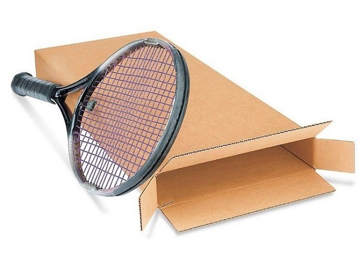 Small Kraft Brown Cardboard Box , Tennis Racket Corrugated Storage Box