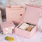 Luxury Wine Cosmetics Glossy Varnish Pink Magnetic Gift Box With Ribbon