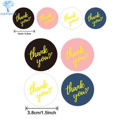 CMYK Gold Custom Sticky Labels 27mm Holographic Thank You Stickers