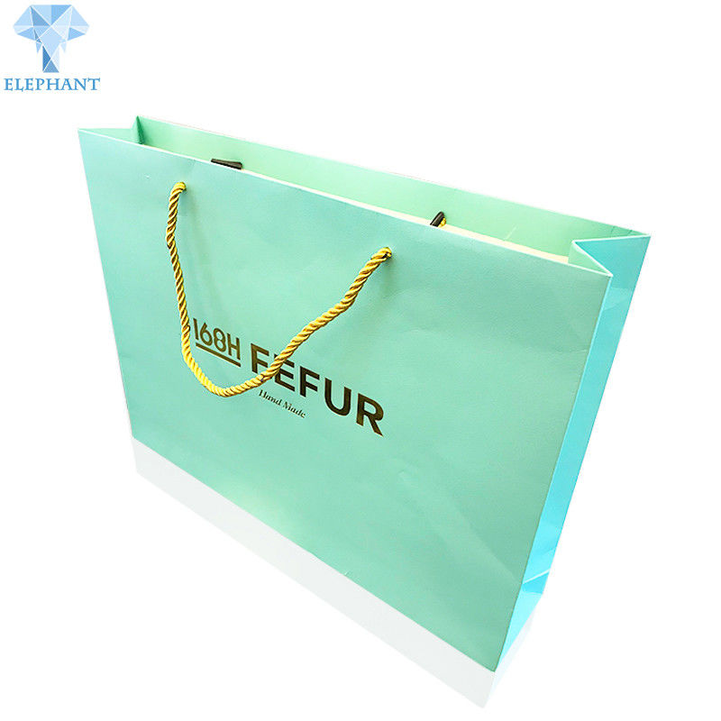 Green C2S Art Paper Gift Bags With Handles Biodegradable