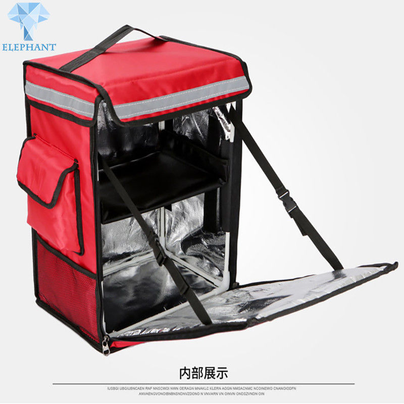 Red Blue Lightweight Insulated Food Delivery Bags Double Deck