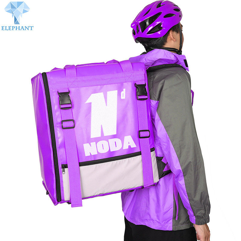 Purple Oxford Insulated Food Delivery Bags Picnic Delivery Backpack For Motorcycle