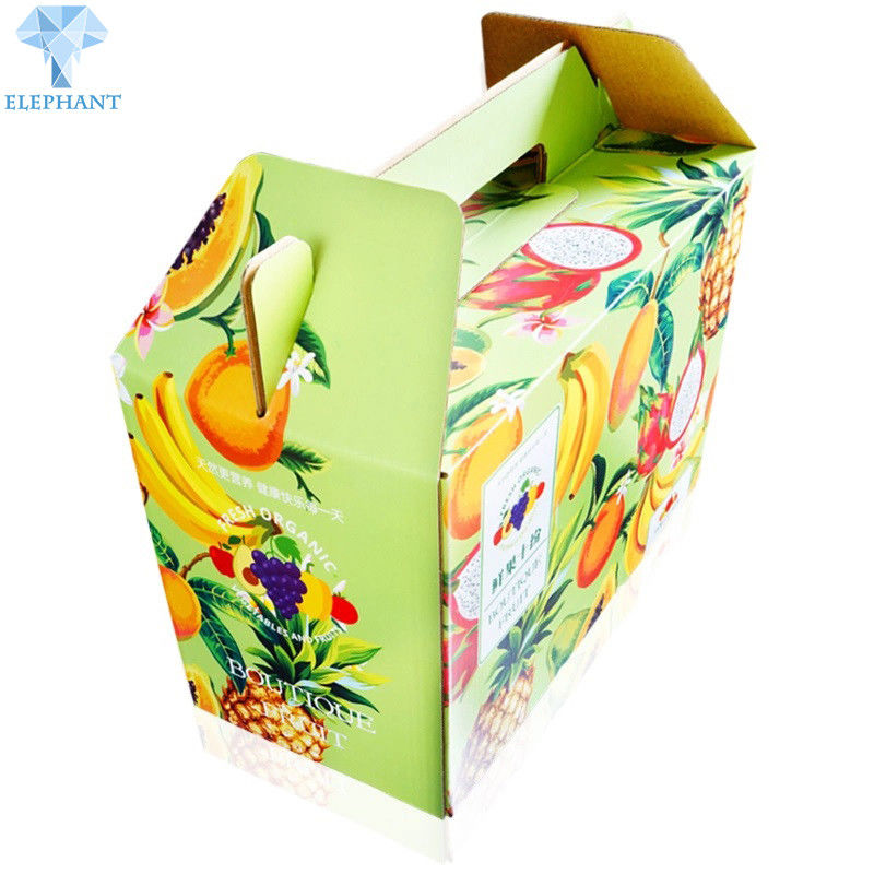 OEM ODM Logo Triple Wall Corrugated Boxes With Handle Fruit Packing