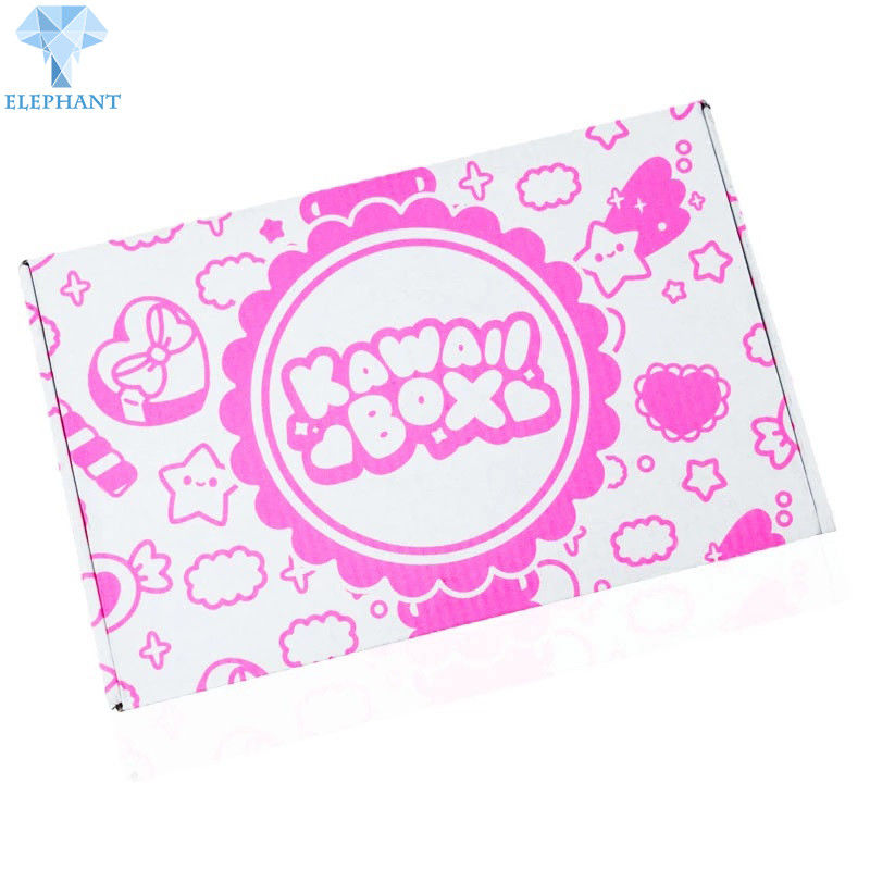 Custom Customizable Retail Flat Diecut Pack Fancy Corrugated Kraft Packaging Kawaii Mailer Boxes