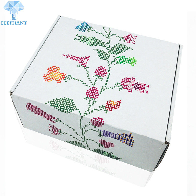 Custom Printing HigH Flat End Pack Die Cut Folding 3-ply Corrugated White Flower Mailer Boxes